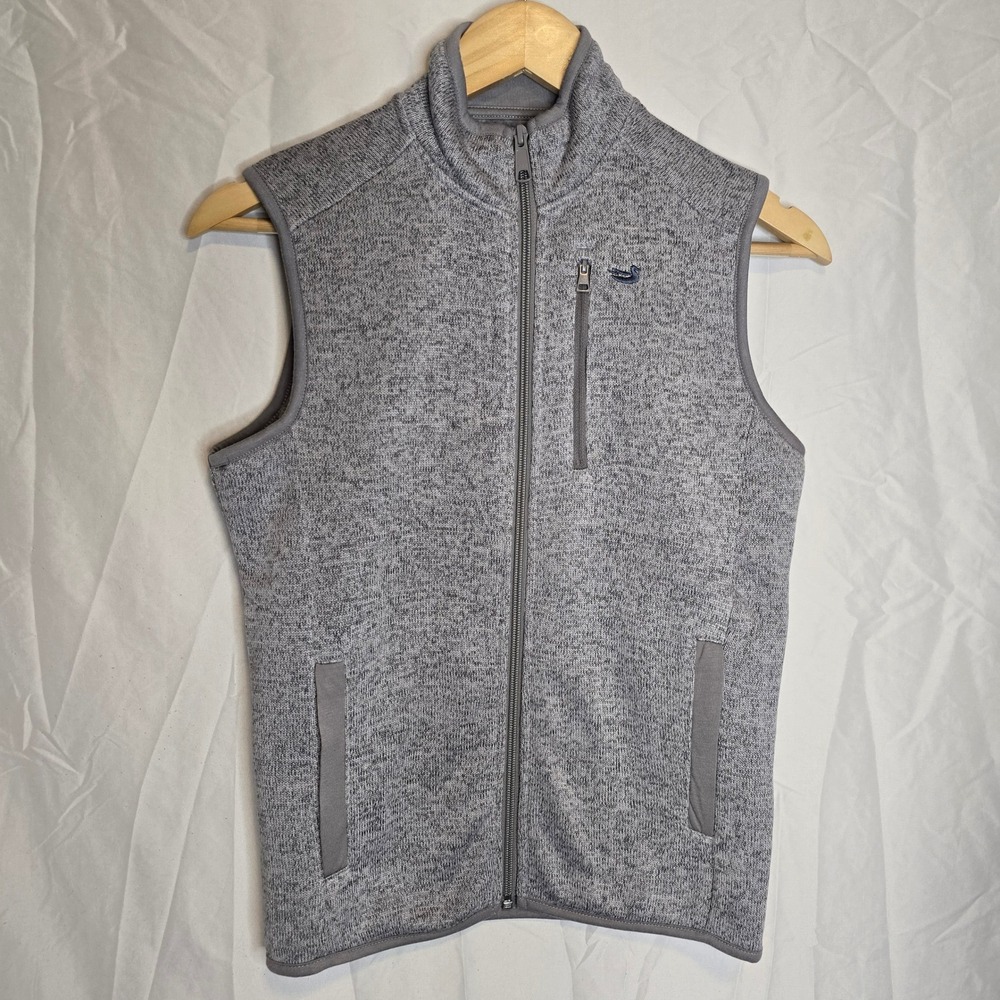 Southern Marsh Sunday Morning Vest Kids M Gray Fleece Sweater Preppy Outdoors